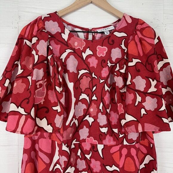 RHODE x Target Zinnia Linen Blend Floral Bell Sleeve Midi Dress Size XL / 17 - Picture 4 of 16